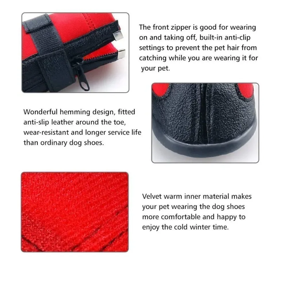 Dog / Puppy Booties Non-Slip Water Resistant Black & Red Zip Front Size S NEW